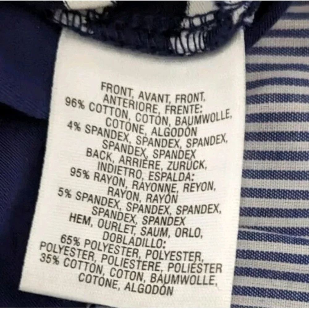 ANTHROPOLOGIE LITTLE YELLOW BUTTON Top Womens XS Navy Blue Built In Shirt N13 - Picture 10 of 10
